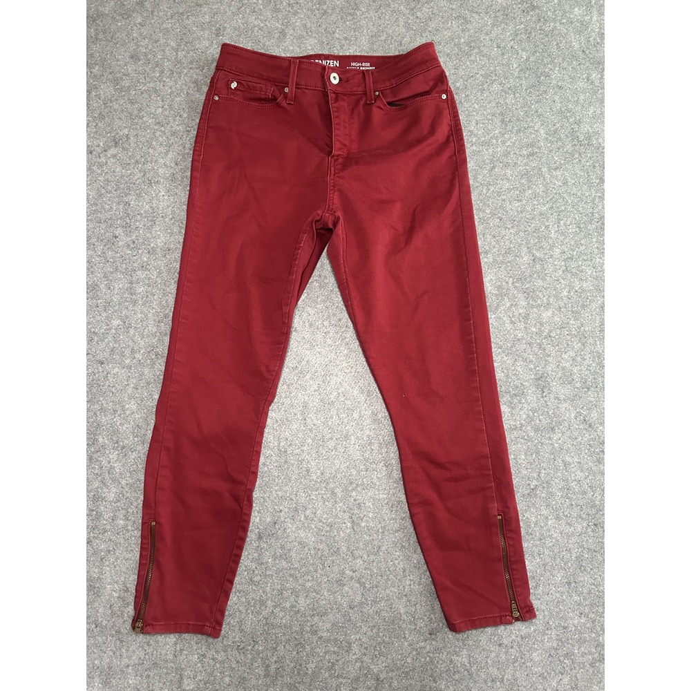 Denizen Levi's High-Rise Ankle Skinny Jeans 4 Burgundy Zipper Hem
